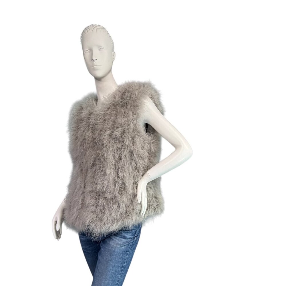 Pello Bello Sweden Gray Feather Vest 'Fluffy Fur Fever Collection' $450 One Size